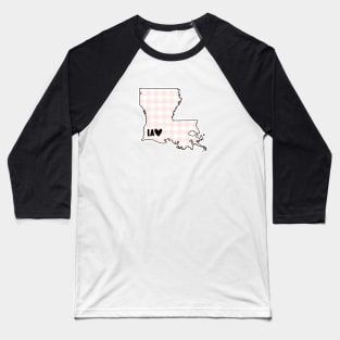 USA States: Louisiana (pink plaid) Baseball T-Shirt